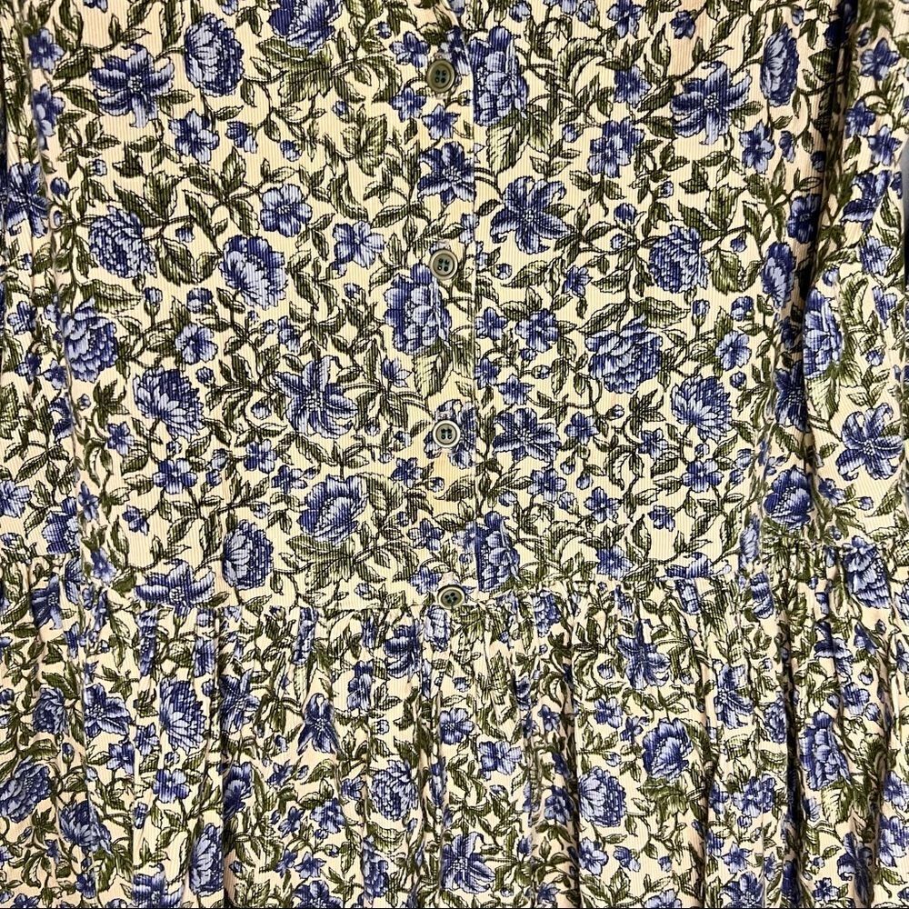 VINTAGE J. Jill Corduroy Floral Button Front Dress - Picture 7 of 14